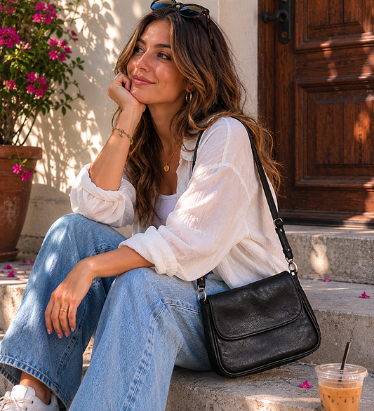 Classic Genuine Leather Crossbody Sachel Bag